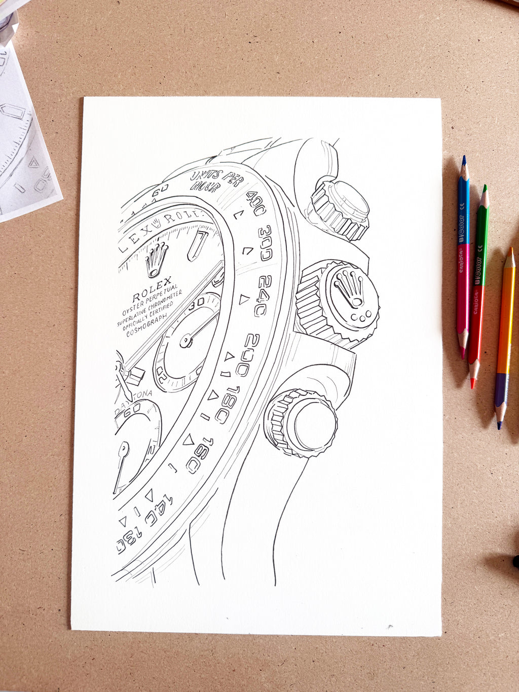 Neon Time — Daytona I, preparatory sketch (work in progress) by Francesca Perona