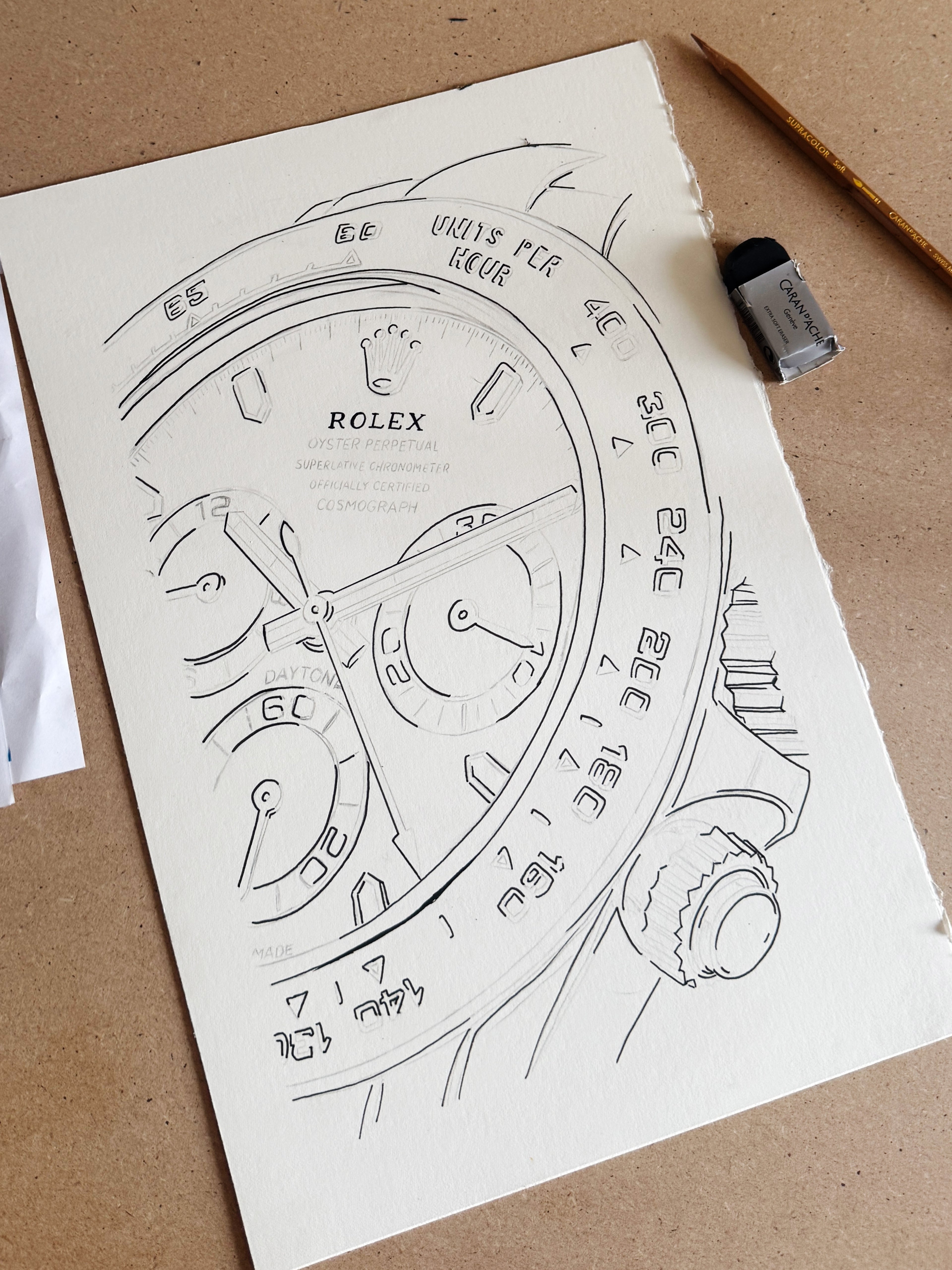 Neon Time — Daytona II, preparatory sketch (work in progress) by Francesca Perona