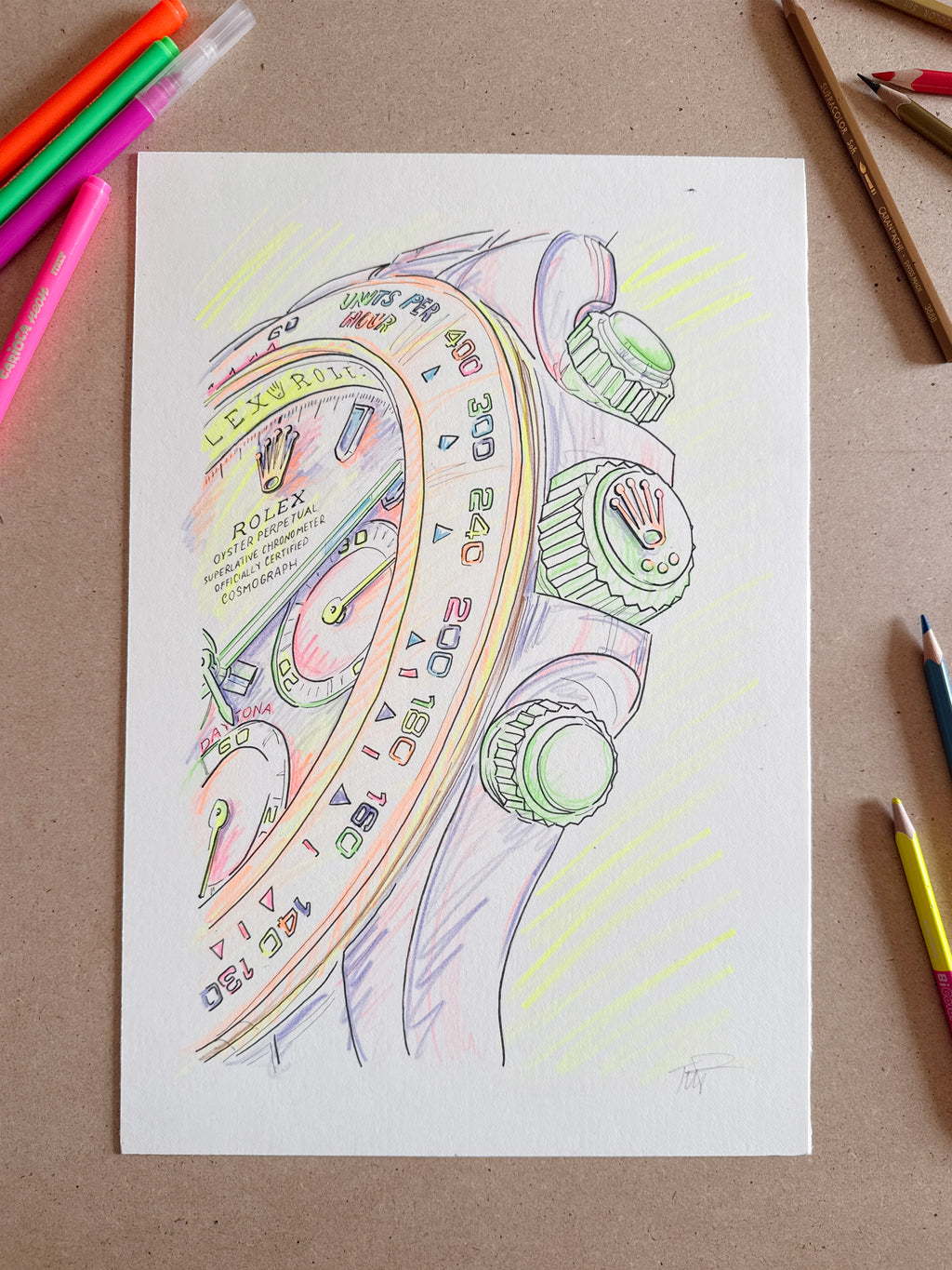 Neon Time — Daytona I, preparatory colour study (work in progress) by Francesca Perona